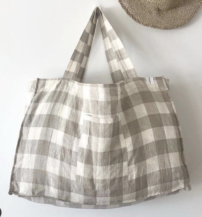 ONE FINE SUNDAY CO WEEKENDER LINEN TOTE